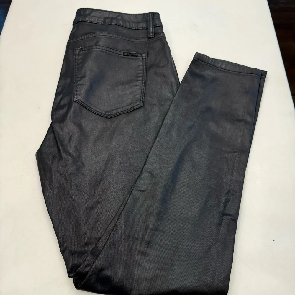 LRL Ralph Lauren Women’s Jeans Sz 10 Black Modern Wax Coated Leather-like NWOT
